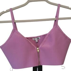 Fashion Nova Lavender Zip Front Crop Top – XL – Spaghetti Strap Bustier Style